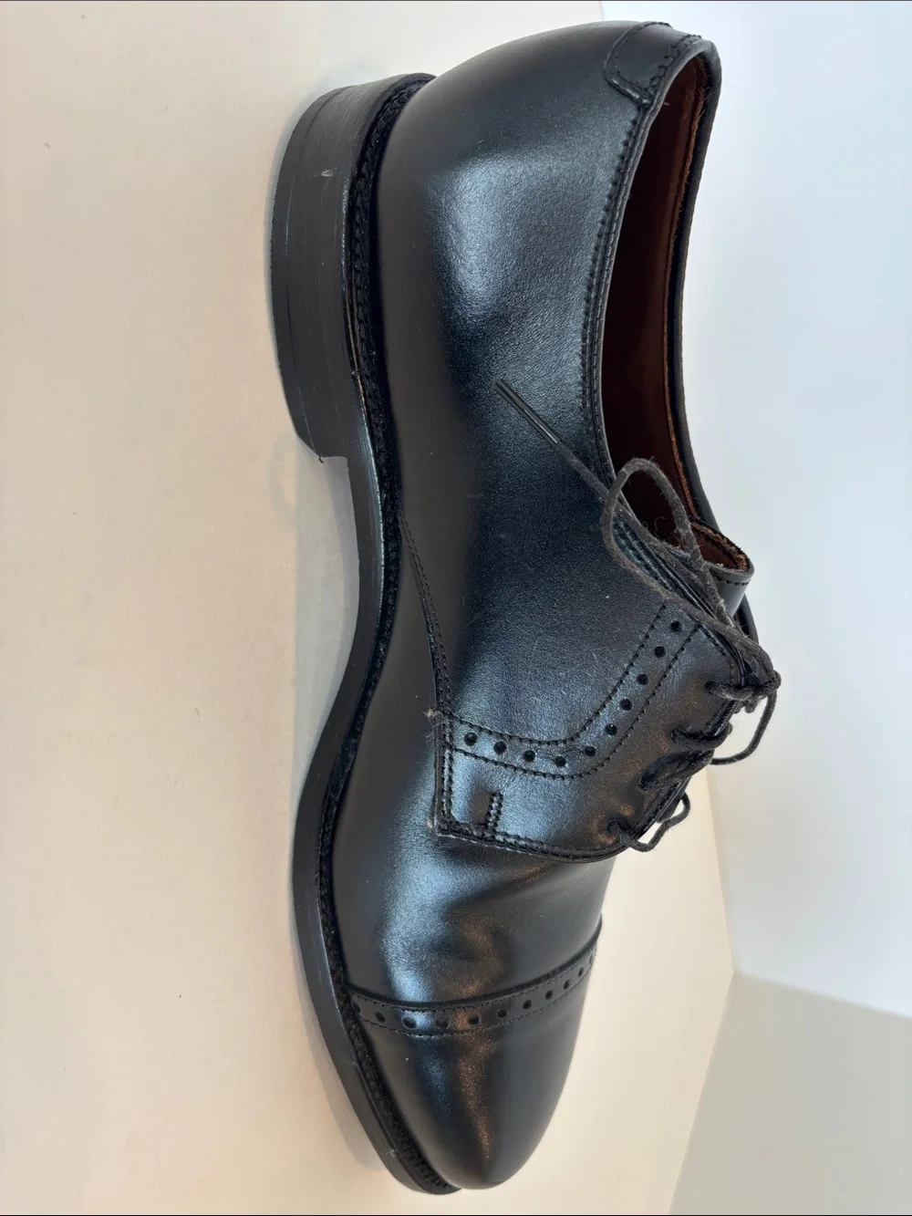 Allen Edmonds Black Leather Cap-Toe Oxford Shoes Size 8.5 3E